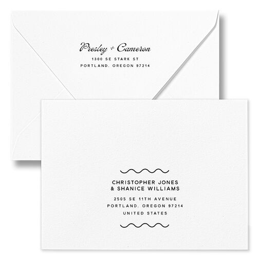 Cabana Stripes Rehearsal Dinner Invitation Euro Envelopes Sand Luxe White Both Recipient and Return Addresses Signature