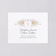 Elegant Floral Regency All-in-One Wedding Invitations Pink Cotton Signature Light Both Recipient and Return Addresses No