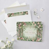 Fairytale Garden Save the Date Cards Sage Signature smooth Blank No Standard