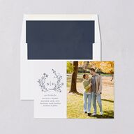 Natural Monogram Save The Date Cards Midnight Navy Signature smooth Blank No Standard