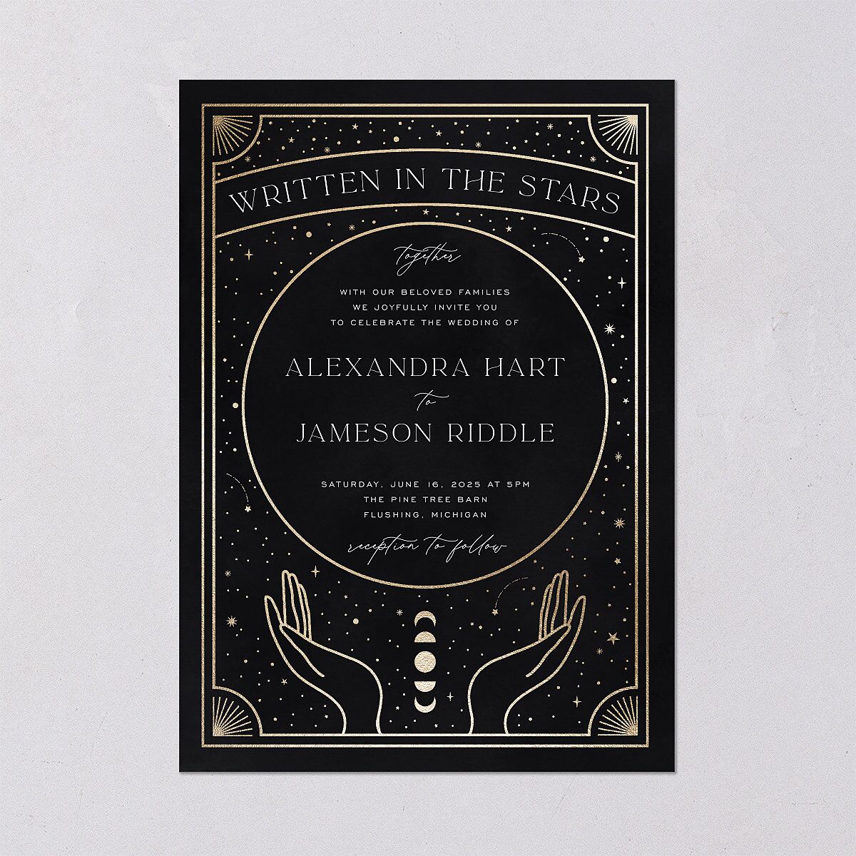 Written In The Stars Wedding Invitations Gold Midnight Signature Blank No Standard