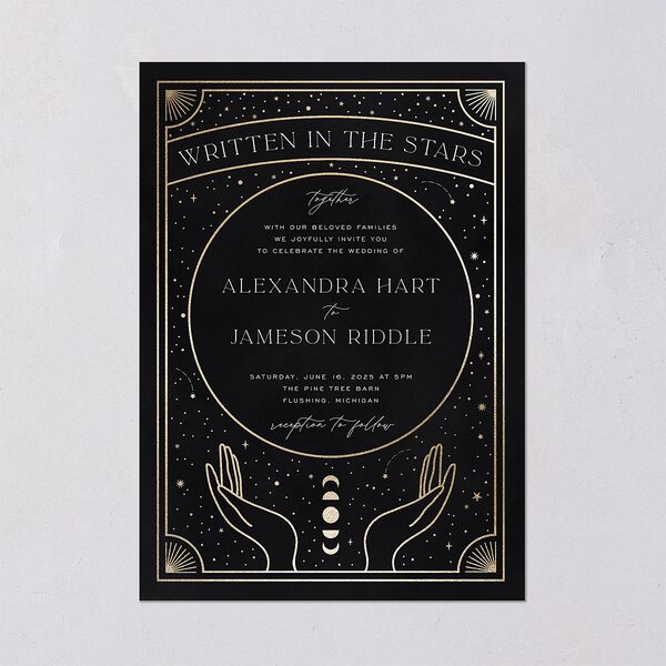 Written In The Stars Wedding Invitations Gold Midnight Signature Blank No Standard