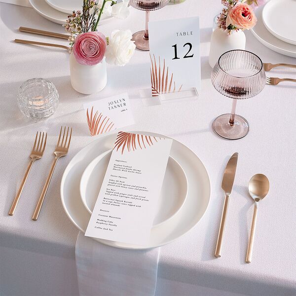 Lavish Palm Menus Rose Gold Pure White Signature