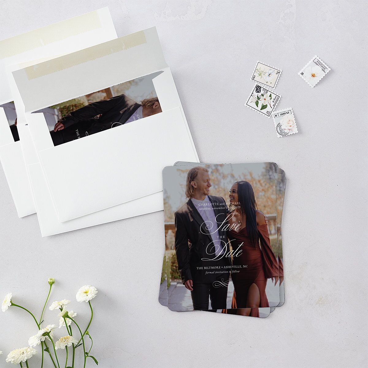 Classic Romantic Photo Save The Date Magnets Licorice Magnet Paper
