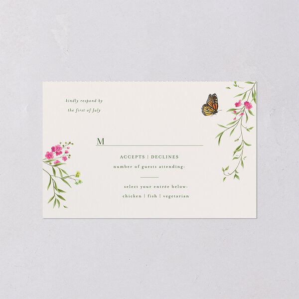 Rustic Butterflies All-in-One Wedding Invitations Scottish Green Signature Light Both Recipient and Return Addresses No