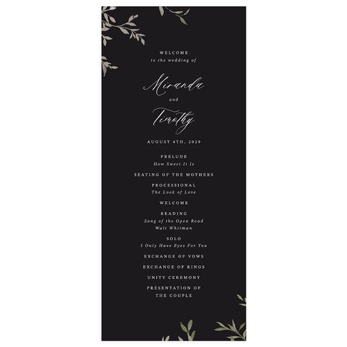 Elegant Greenery Watercolor Foil Wedding Programs Gold Licorice Signature