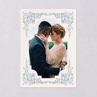 Romantic Rococo Save The Date Cards Dusty Blue Signature smooth Blank No Standard