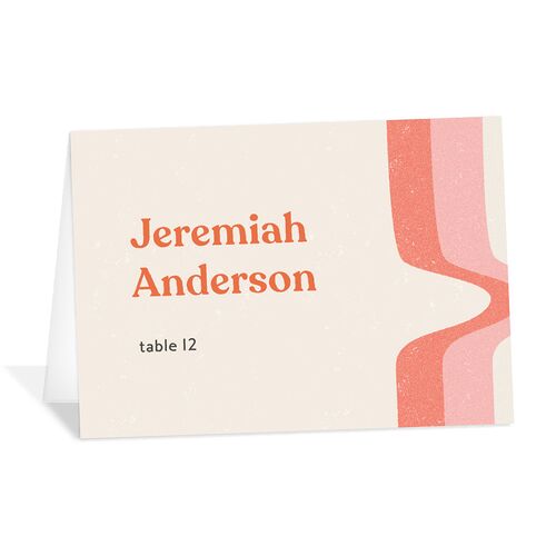 Groovy Lines Place Cards Coral Pink Signature