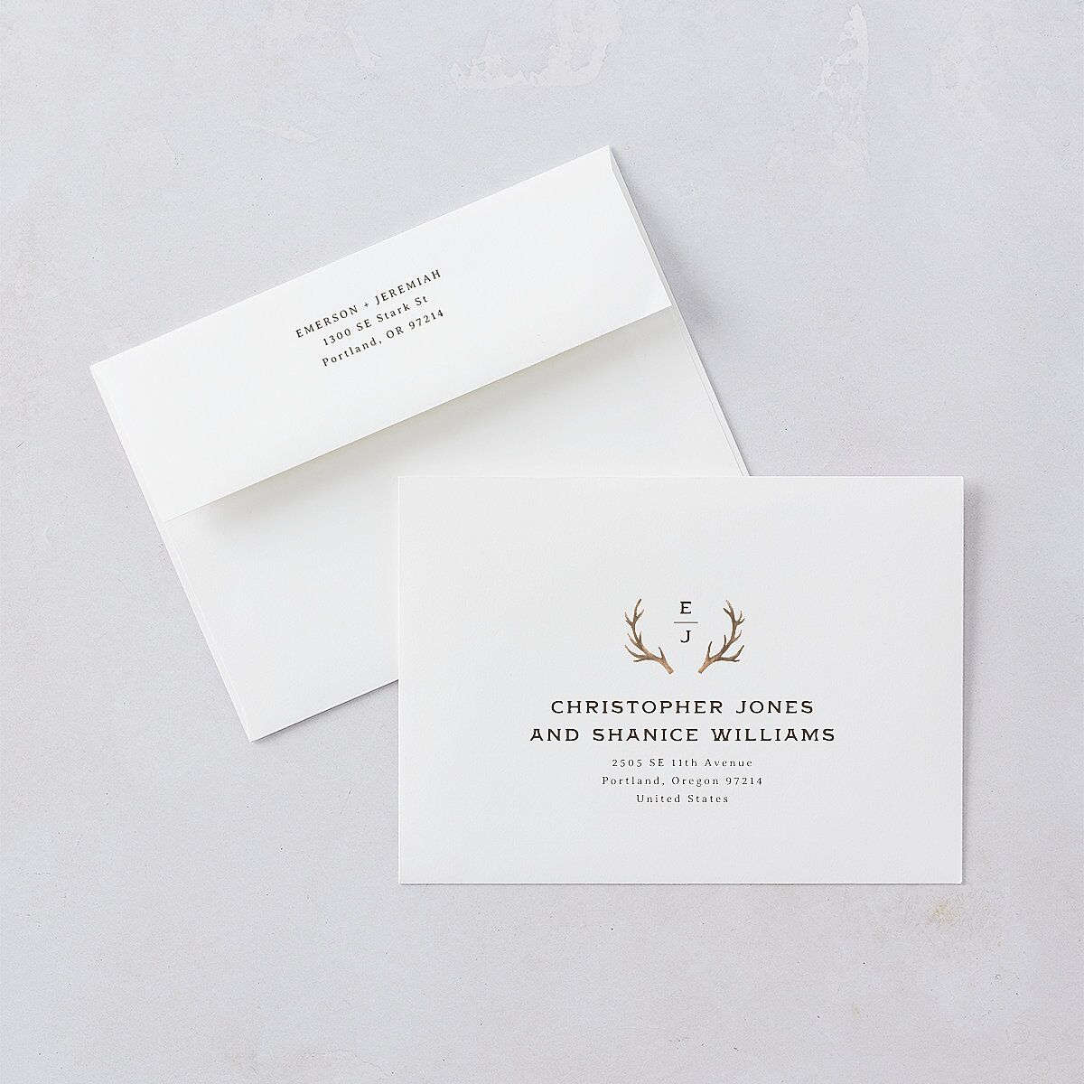 Antler Monogram Mountain Wedding Invitations Mist Signature Blank No Standard