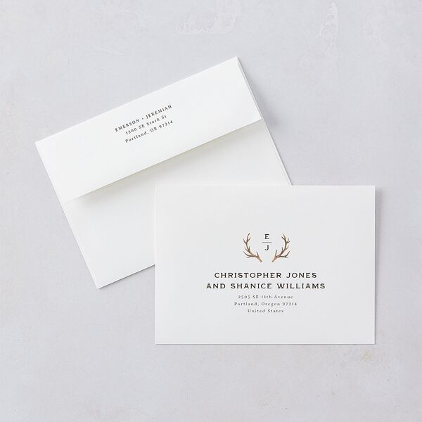 Antler Monogram Mountain Wedding Invitations Mist Signature Blank No Standard