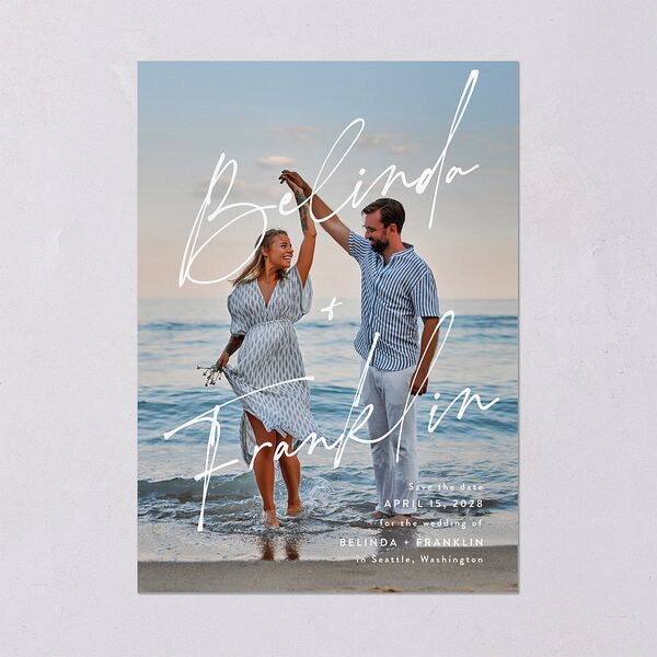 Names Save The Date Cards Shadow Gray Signature smooth Blank No