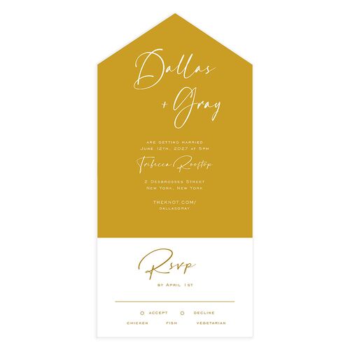 Simply Striking All-in-One Wedding Invitations Marigold Signature Light Both Recipient and Return Addresses No
