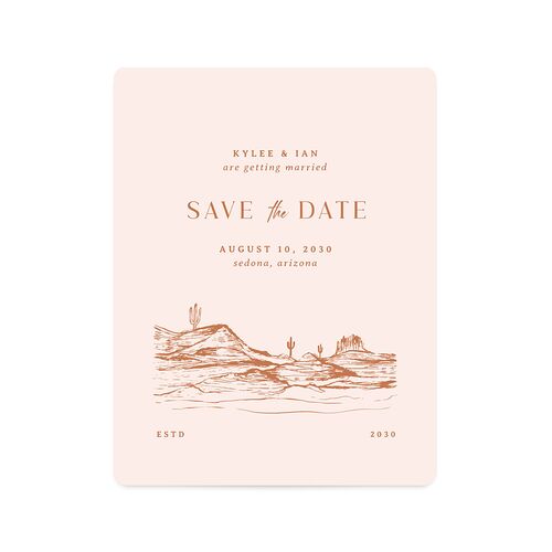 Western Desert Cactus Save The Date Magnets Terracotta Magnet Paper