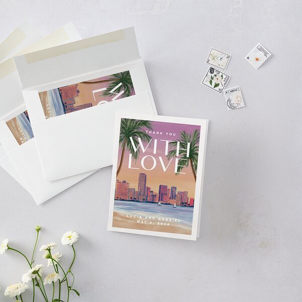 Meet Us In Miami Thank You Cards Orchid