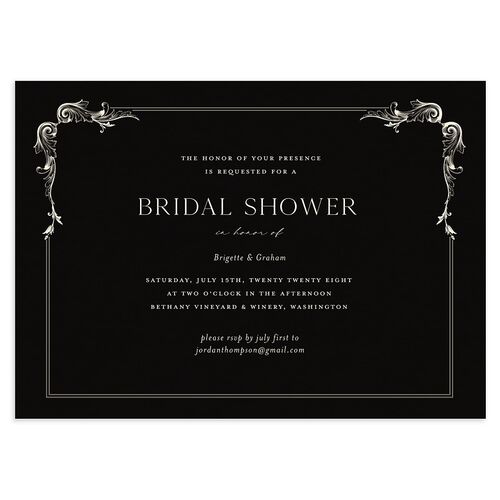 Vintage Ornate Frame Bridal Shower Invitations Midnight Signature Blank Standard