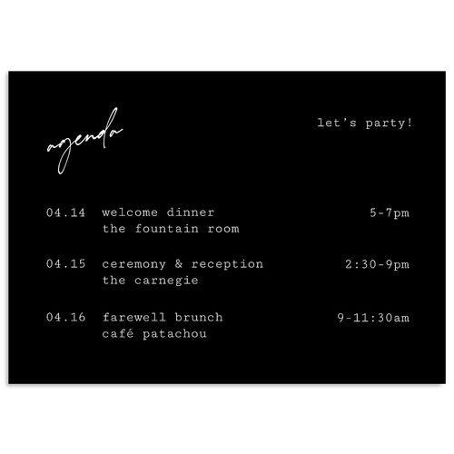Elegant Sign Off Itinerary Cards Midnight Signature Standard