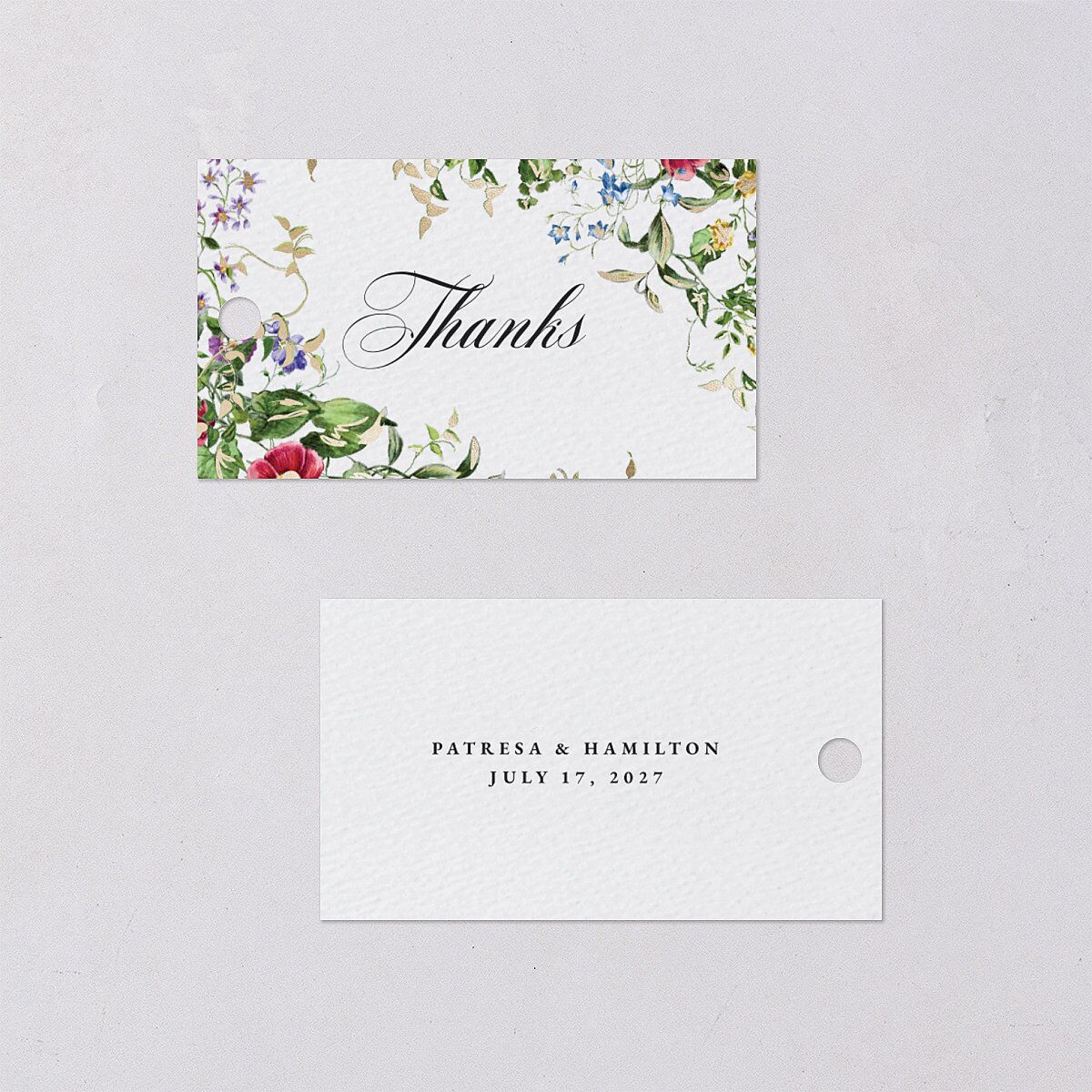 Opulent Garden Foil Favor Gift Tags Gold Pure White Signature