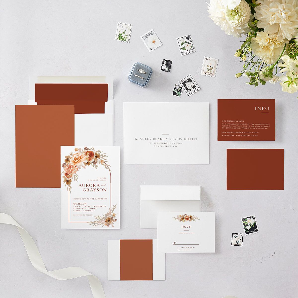 Bohemian Arch Wedding Invitations Copper Signature Blank No