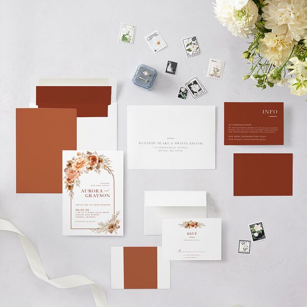 Bohemian Arch Wedding Invitations Copper Signature Blank No