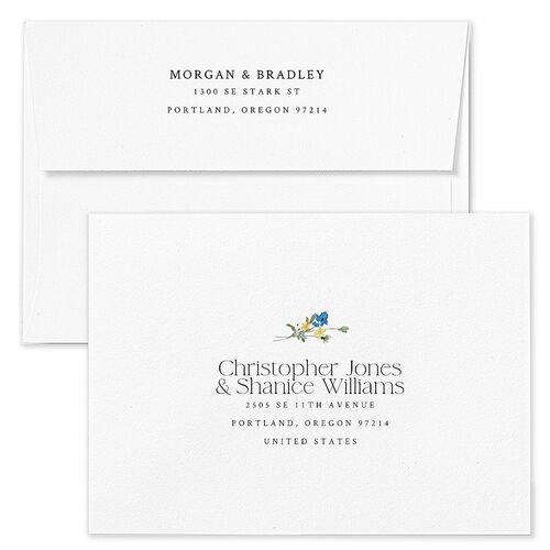 Wildflower Arch Wedding Invitation Envelopes Sea Blue Blue Return Address Standard Signature