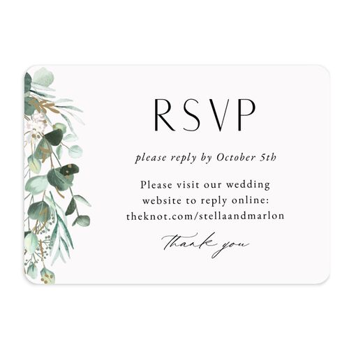 Timeless Floral Hoop URL RSVP Cards Pure White Signature Rounded