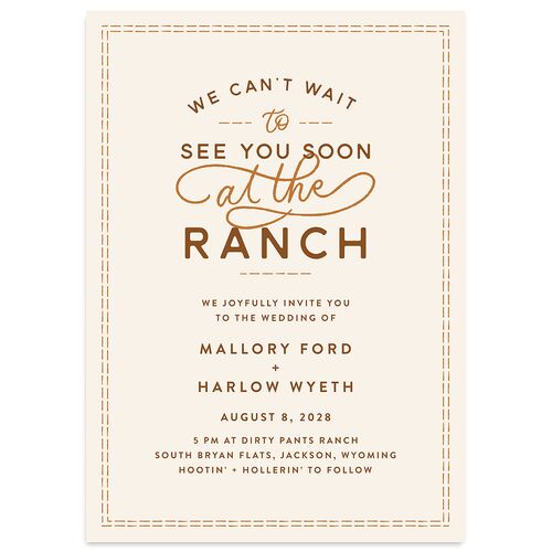 Western Denim Wedding Invitations Champagne Signature Blank No Standard