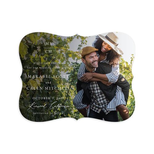 Romantic Vineyard Save the Date Petite Cards Hunter Green Signature smooth Blank No Bracket