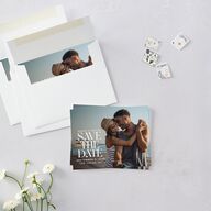 Retro Sunburst Save the Date Petite Cards Pumpkin Signature smooth Blank No Standard