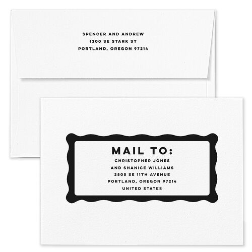 Adventure Icon Rehearsal Dinner Invitation Envelopes White Charcoal Both Recipient and Return Addresses Signature Standard