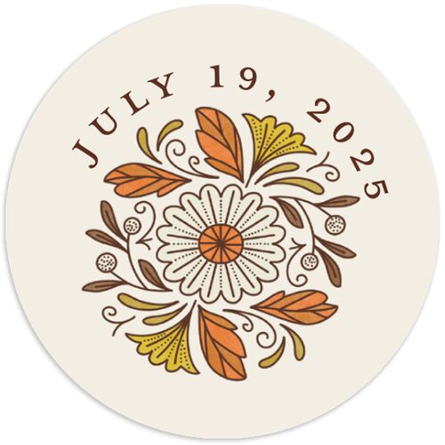 Intricate Vintage Wedding Stickers Tan Circle