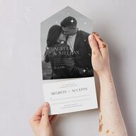 Starry Photo All-in-One Wedding Invitations Midnight Signature Light Both Recipient and Return Addresses No