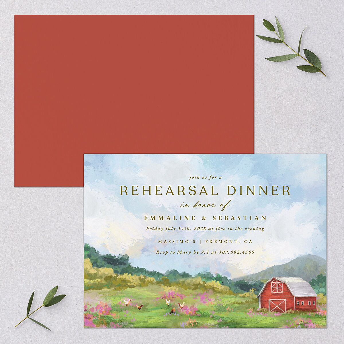 Western Barn Rehearsal Dinner Invitations — view 1