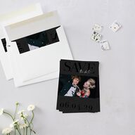 Modern Vow Save the Date Petite Cards Charcoal Signature smooth Blank No Standard
