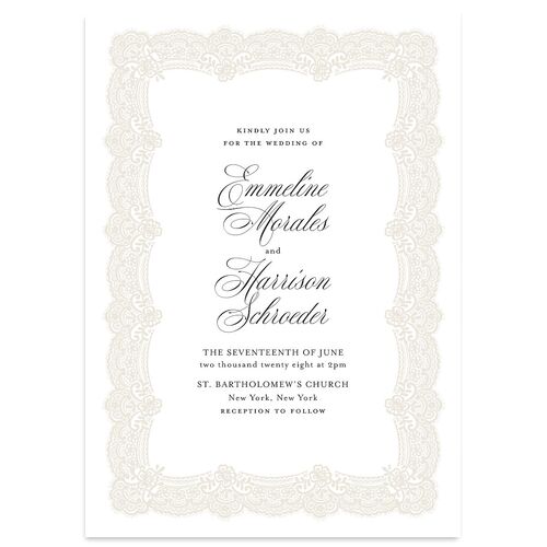 Elegant Lace Wedding Invitations Pure White Signature Blank No Standard