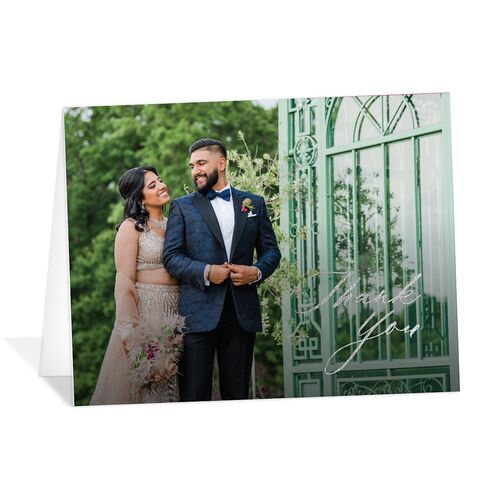 Gilded Lehenga Thank You Cards Silver Raspberry