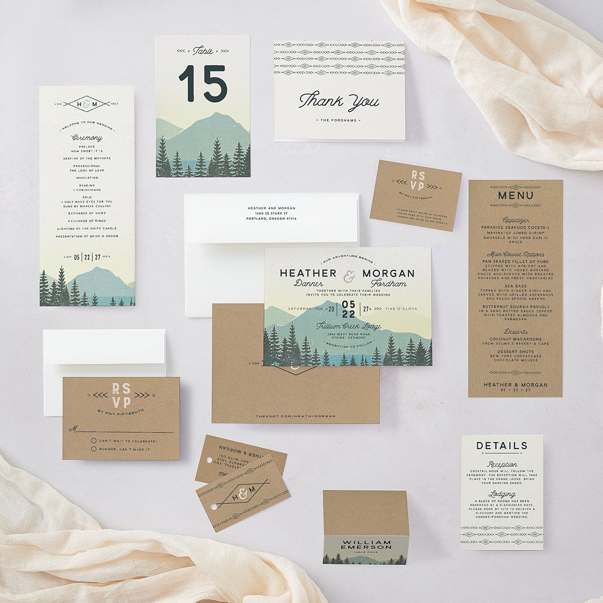 Vintage Mountain Wedding Response Cards Pool Signature Standard