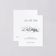 Elegant Mountain Monogram Save the Date Petite Cards Pure White Signature smooth Blank No Standard