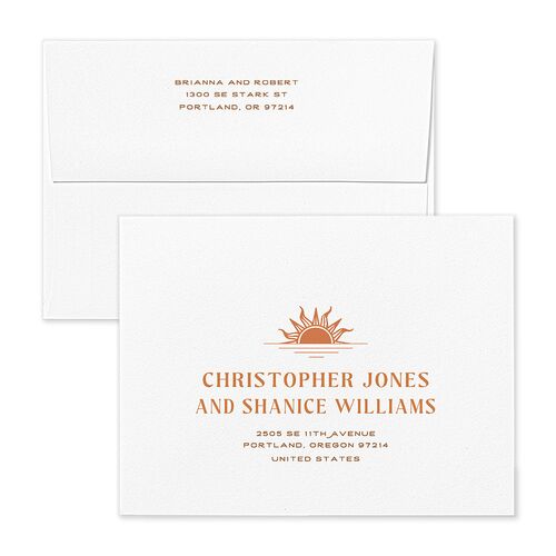 Beach Party Thank You Card Envelopes White Pink Cotton Both Recipient and Return Addresses Signature Standard