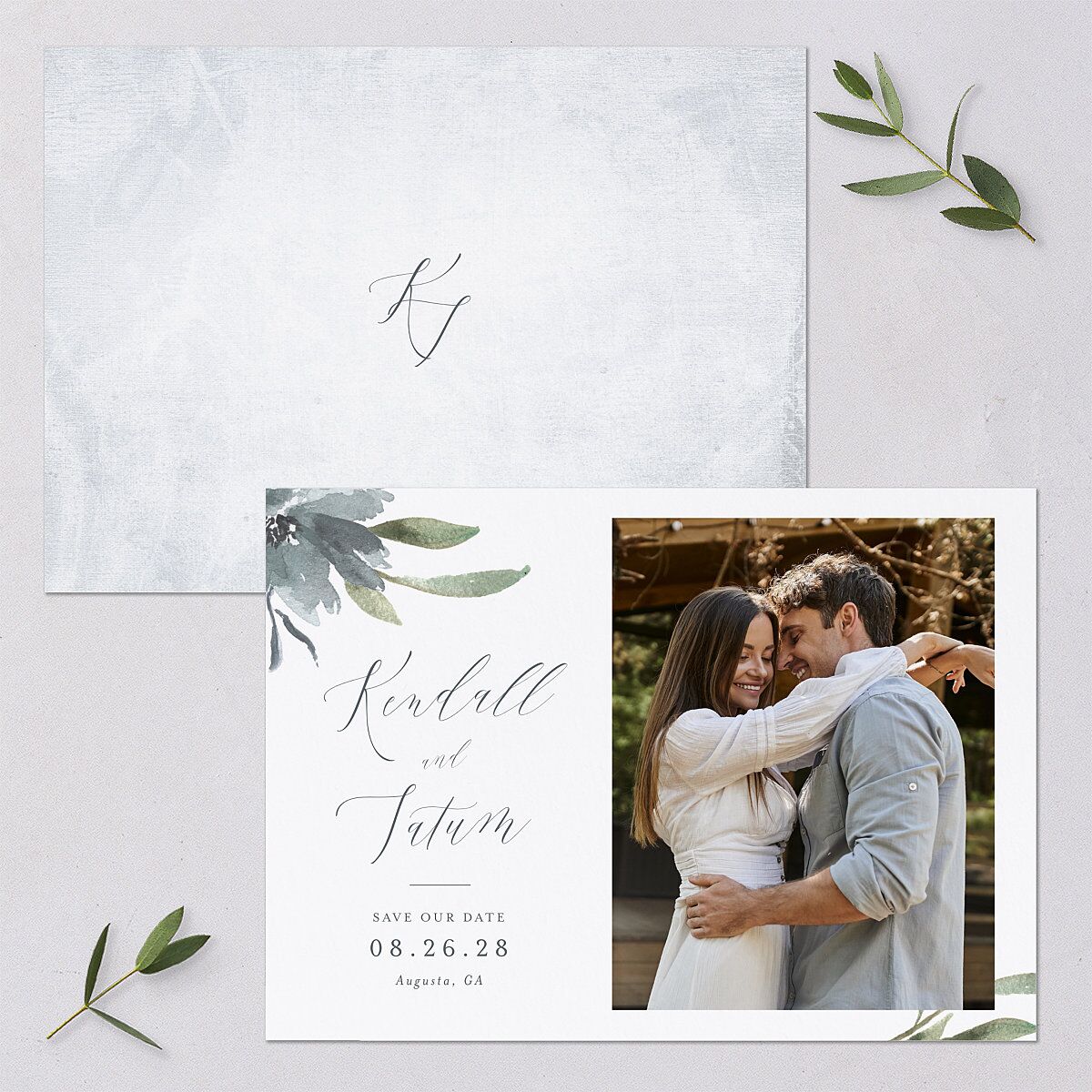 Muted Floral Save The Date Cards — view 1