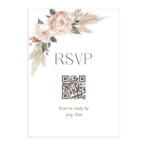 Bohemian Bouquet QR Code RSVP Cards Sand Signature Standard