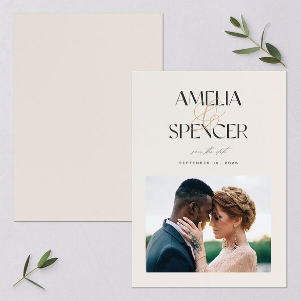 Together Save The Date Cards Gold Champagne Signature smooth Blank No Standard