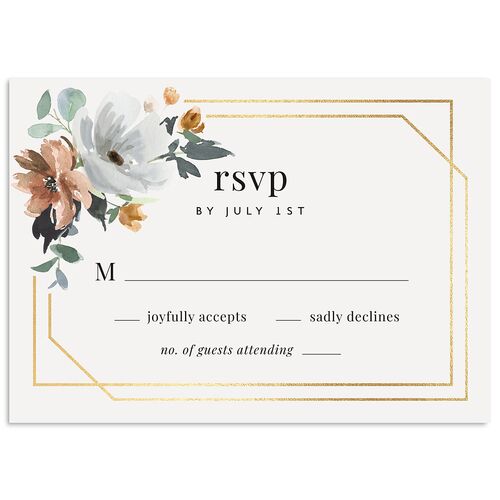 Floral Frame Foil Wedding Response Cards Gold Midnight Signature Standard