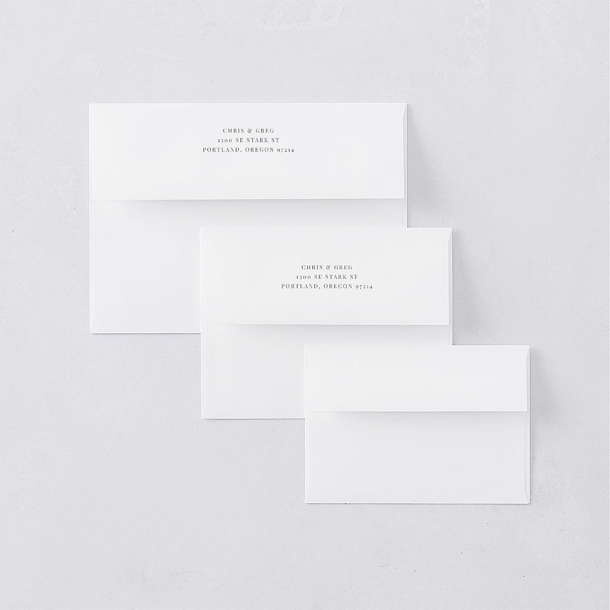 Romantic Calligraphy Bridal Shower Invitation Envelopes White Silver Both Recipient and Return Addresses Signature Standard