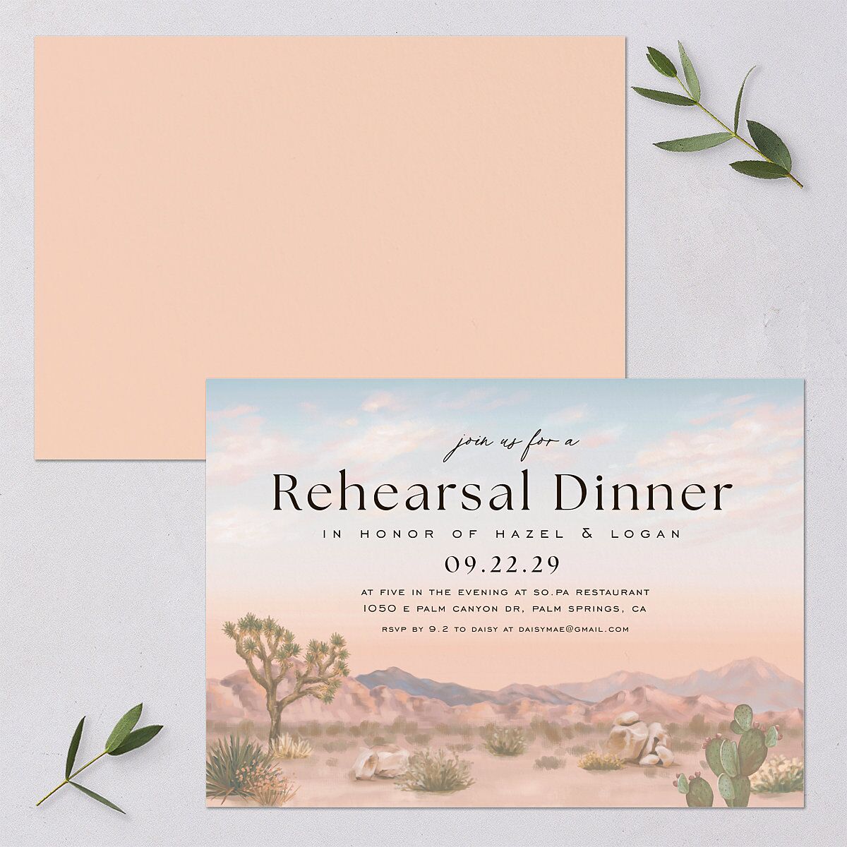 Desert Cactus Rehearsal Dinner Invitations — view 1
