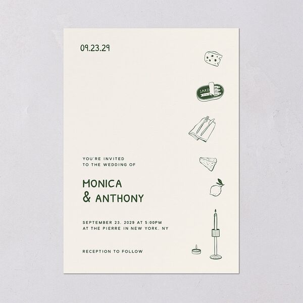 Hand Drawn Recipe Wedding Invitations Dark Camo Signature Blank No Standard