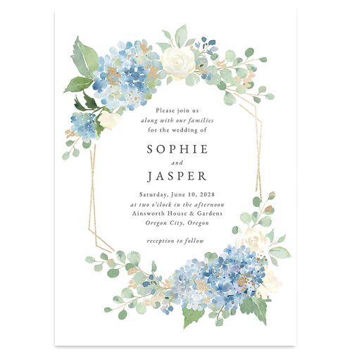 Gilded Hydrangea Wedding Invitations Gold Ocean Signature Blank No Standard