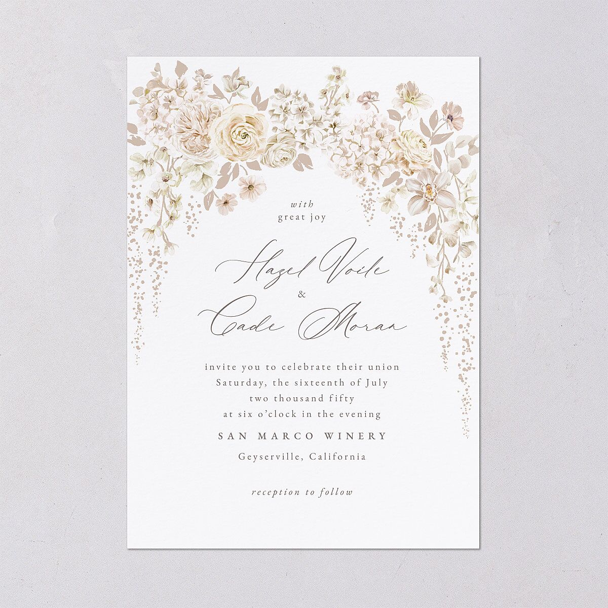 Luxury Floral Archway Wedding Invitations Dijon Signature Blank No Standard