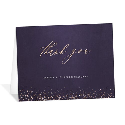Sparkling Romance Thank You Cards Plum