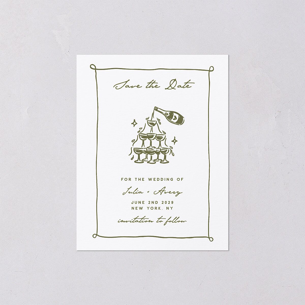 Hand Drawn Cake Save the Date Petite Cards Dark Camo Signature smooth Blank No Standard