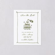 Hand Drawn Cake Save the Date Petite Cards Dark Camo Signature smooth Blank No Standard